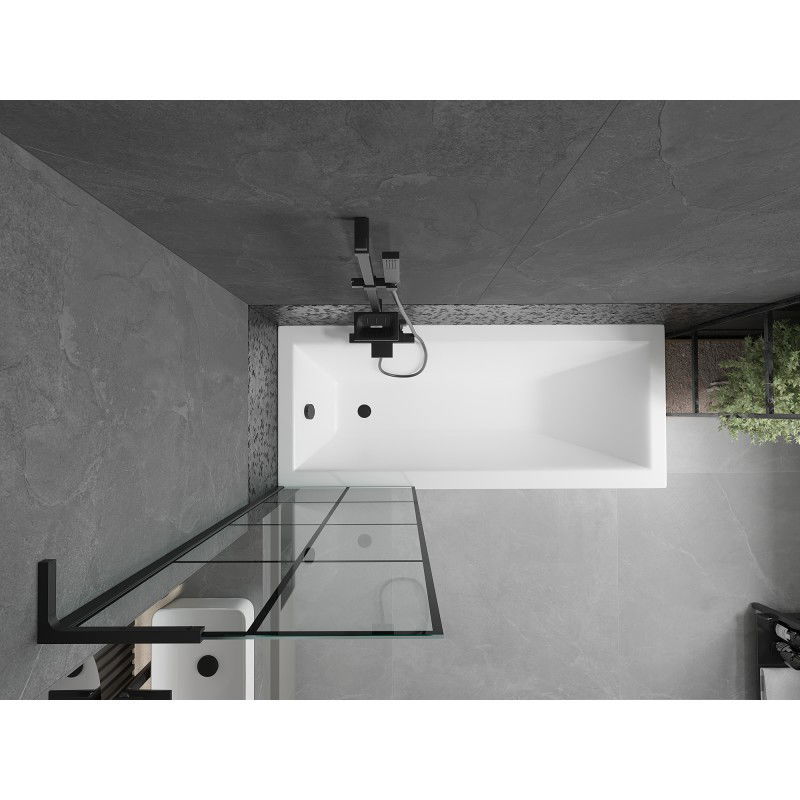 Mexen Next L panou de cadă cu un singur panou 60 x 150 cm, carouri negre, negru - 895-060-000-03-77-70