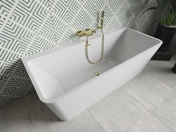 Mexen Volta cadă de baie freestanding 150 x 75 cm, alb, scurgere aurie - 51131507500-50