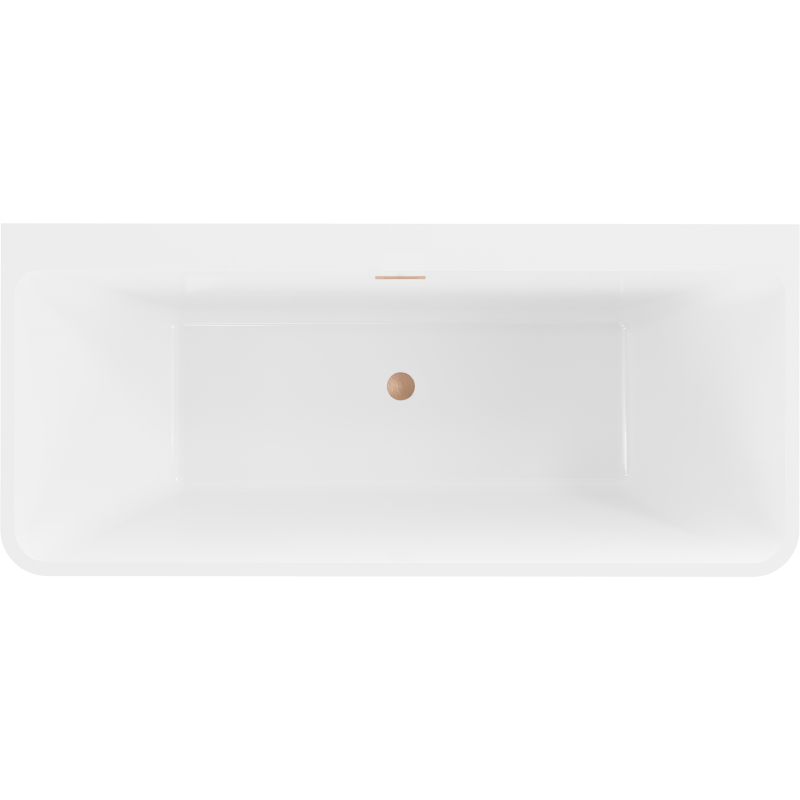 Mexen Volta cadă de baie independentă lipită de perete 150 x 75 cm, albă, preaplin cupru periat - 51131507500-65