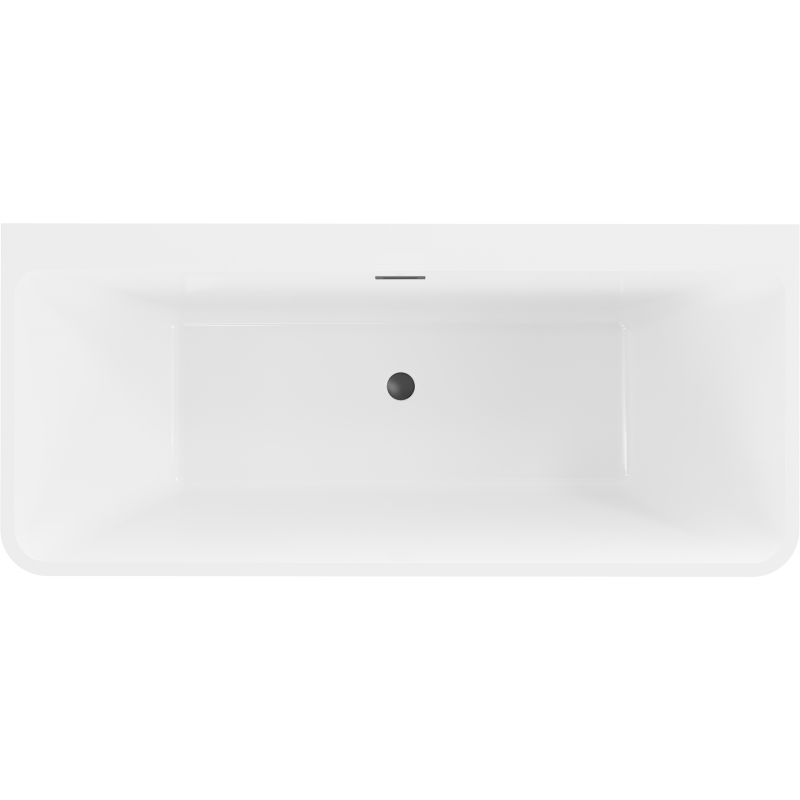 Mexen Volta szabadon álló falra szerelhető kád 150 x 75 cm, fehér, fekete túlfolyó - 51131507500-70