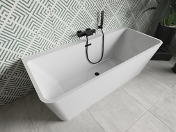 Mexen Volta cada freestanding perete 170 x 75 cm, alb, scurgere neagră - 51131707500-70