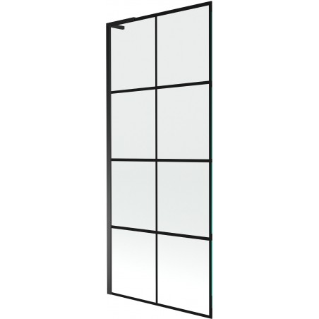 Mexen Next L egyszárnyú fürdőkád paraván 80 x 150 cm, fekete rács, fekete - 895-080-000-03-77-70