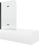 Mexen Vega téglalap alakú kád 170 x 70 cm burkolattal és 2-szárnyú paravánnal 100 cm, átlátszó, fekete - 550117070X9010027000