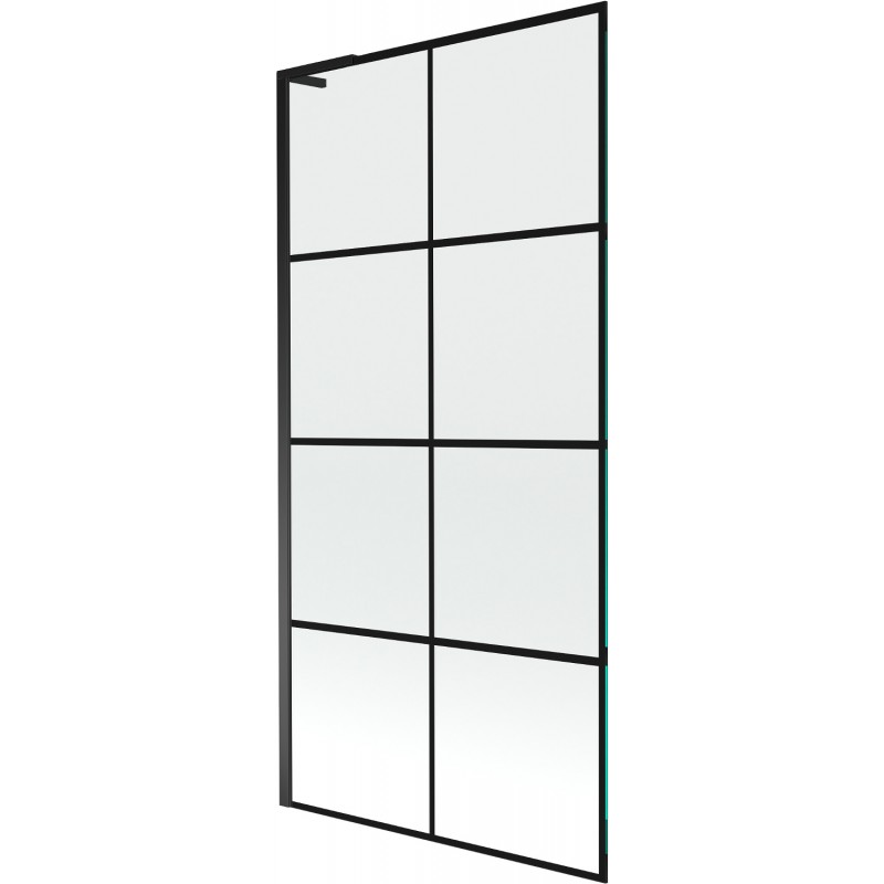 Mexen Next L kádparaván 1-szárnyú 90 x 150 cm, fekete rácsos, fekete - 895-090-000-03-77-70