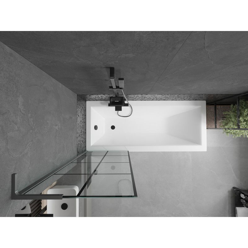 Mexen Next L paravan cadă 1-canat 60 x 150 cm, grilaj negru, gun metal - 895-060-000-03-77-95