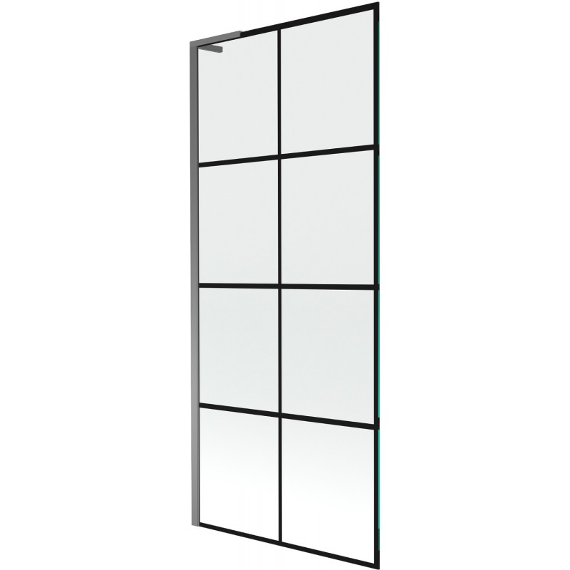 Mexen Next L 1-szárnyas fürdőszobai válaszfal 80 x 150 cm, fekete rács, gun metal - 895-080-000-03-77-95