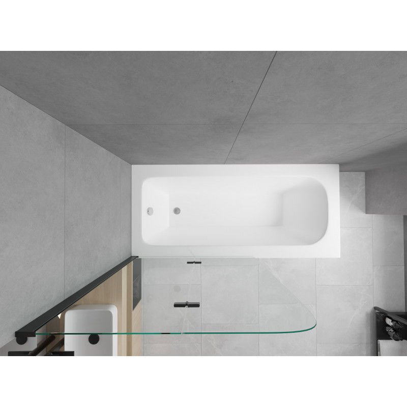 Mexen Vega téglalap alakú kád 170 x 70 cm burkolattal és 2-szárnyú paravánnal 100 cm, átlátszó, fekete - 550117070X9010027000