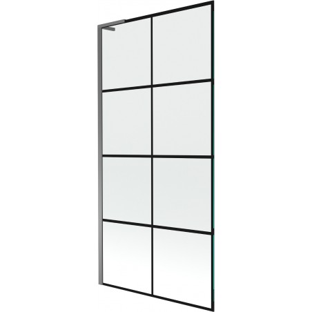 Mexen Next L egyrészes fürdőkádparaván 90 x 150 cm, fekete minta, gun metal - 895-090-000-03-77-95