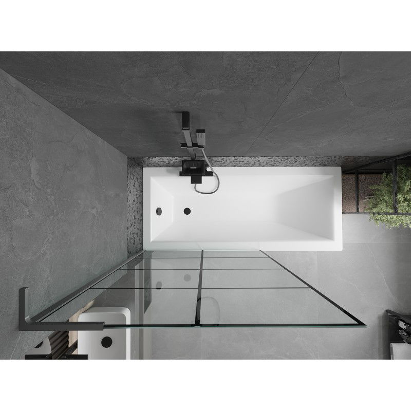 Mexen Next L fürdőkád legyezőajtó 1-szárnyú 100 x 150 cm, fekete rács, gun metal - 895-100-000-03-77-95