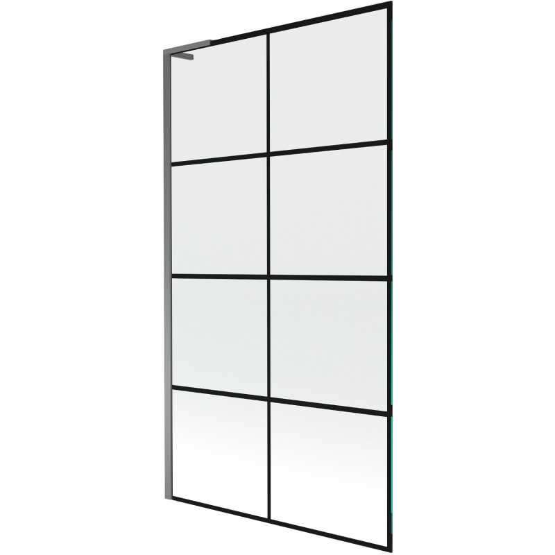 Mexen Next L fürdőkád legyezőajtó 1-szárnyú 100 x 150 cm, fekete rács, gun metal - 895-100-000-03-77-95