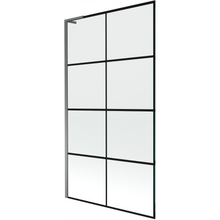 Mexen Next L fürdőkád legyezőajtó 1-szárnyú 100 x 150 cm, fekete rács, gun metal - 895-100-000-03-77-95