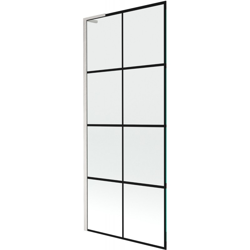 Mexen Next L fürdőkádparaván 1-szárnyú 80 x 150 cm, fekete rácsozat, csiszolt nikkel - 895-080-000-03-77-97