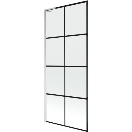 Mexen Next L fürdőkádparaván 1-szárnyú 80 x 150 cm, fekete rácsozat, csiszolt nikkel - 895-080-000-03-77-97