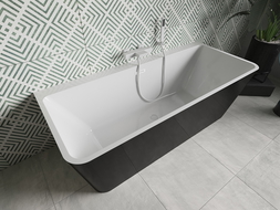 Mexen Volta cadă freestanding pentru perete 150 x 75 cm, alb/negru, evacuare albă - 51131507575-20