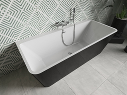 Mexen Volta cadă de sine stătătoare montată pe perete 170 x 75 cm, albă/neagră, preaplin cromat - 51131707575-01