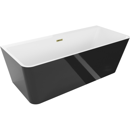 Mexen Volta szabadon álló fal melletti kád 150 x 75 cm, fehér/fekete, arany túlfolyó - 51131507575-50