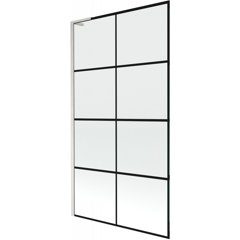 Mexen Next L fürdőkádparaván 1-szárnyú 100 x 150 cm, fekete rács, kefélt nikkel - 895-100-000-03-77-97