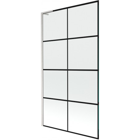 Mexen Next L fürdőkádparaván 1-szárnyú 100 x 150 cm, fekete rács, kefélt nikkel - 895-100-000-03-77-97