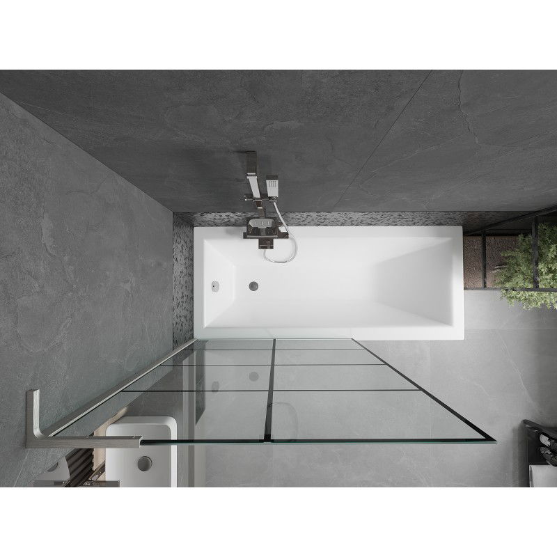 Mexen Next L paravan pentru cadă cu 1 canat 100 x 150 cm, grilaj negru, nichel periat - 895-100-000-03-77-97