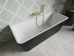 Mexen Volta cadă de sine stătătoare lângă perete 170 x 75 cm, albă/neagră, preaplin auriu - 51131707575-50