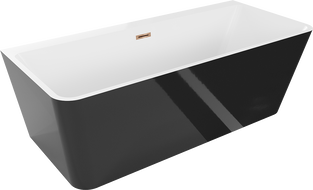 Mexen Volta cada freestanding perete 170 x 75 cm, alb/negru, drenaj auriu roz - 51131707575-60