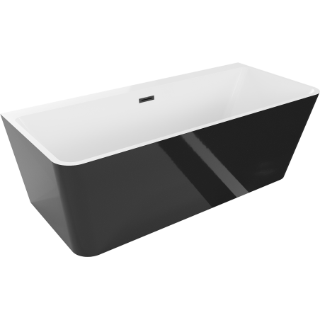 Mexen Volta cadă de sine stătătoare de perete 150 x 75 cm, albă/neagră, preaplin negru - 51131507575-70