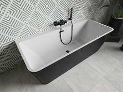 Mexen Volta cadă freestanding de perete 150 x 75 cm, alb/negru, scurgere neagră - 51131507575-70