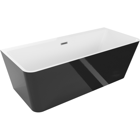 Mexen Volta szabadon álló fal melletti kád 150 x 75 cm, fehér/fekete, gun metal túlfolyó - 51131507575-95