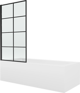 Mexen Vega téglalap alakú kád 170 x 70 cm burkolattal és 1-szárnyú paravánnal 70 cm, fekete minta fix - 550117070X9307007077