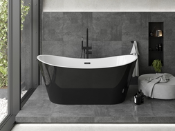 Mexen Montana cadă freestanding 180 x 80 cm, alb/negru, scurgere neagră - 52011808075-70