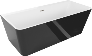 Mexen Volta cadă freestanding de perete 170 x 75 cm, alb/negru, sifon din nichel satinat - 51131707575-97