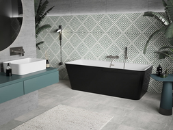 Mexen Volta cadă freestanding de perete 170 x 75 cm, alb/negru, sifon din nichel satinat - 51131707575-97