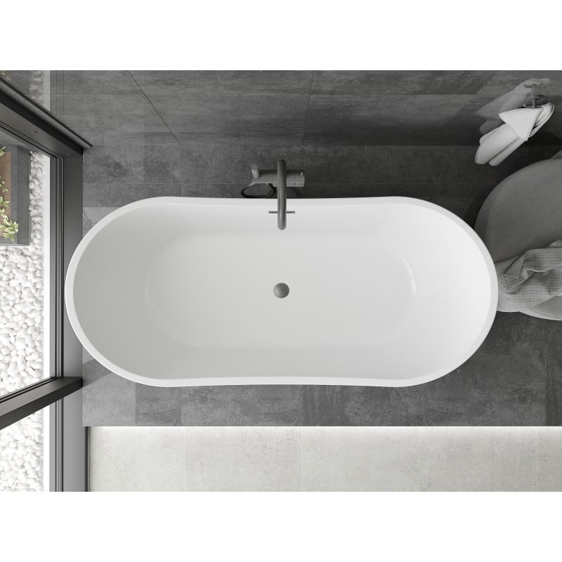 Mexen Montana cadă de sine stătătoare 180 x 90 cm, albă, preaplin gri armă periat - 52011809000-66