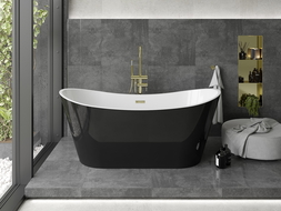 Mexen Montana cadă freestanding 180 x 90 cm, alb/negru, scurgere aurie - 52011809075-50