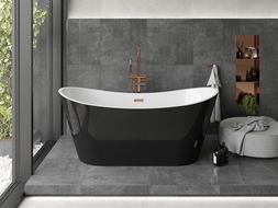 Mexen Montana cadaño de baño independiente 180 x 90 cm, blanco/negro, desagüe de oro rosa - 52011809075-60