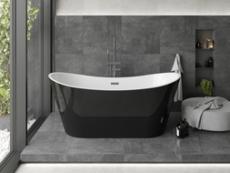 Mexen Montana cadă freestanding 180 x 90 cm, alb/negru, scurgere gun metal - 52011809075-95