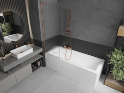 Mexen Next L paravan cadă cu 1 canat 60 x 150 cm, dungi, cupru periat - 895-060-000-03-09-65