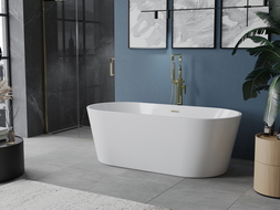 Mexen Luna cada freestanding 150 x 75 cm, alb, scurgere aurie periată - 52031507500-55