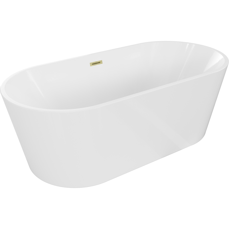 Mexen Luna cada freestanding 160 x 75 cm, alb, scurgere cu finisaj de aur periat - 52031607500-55