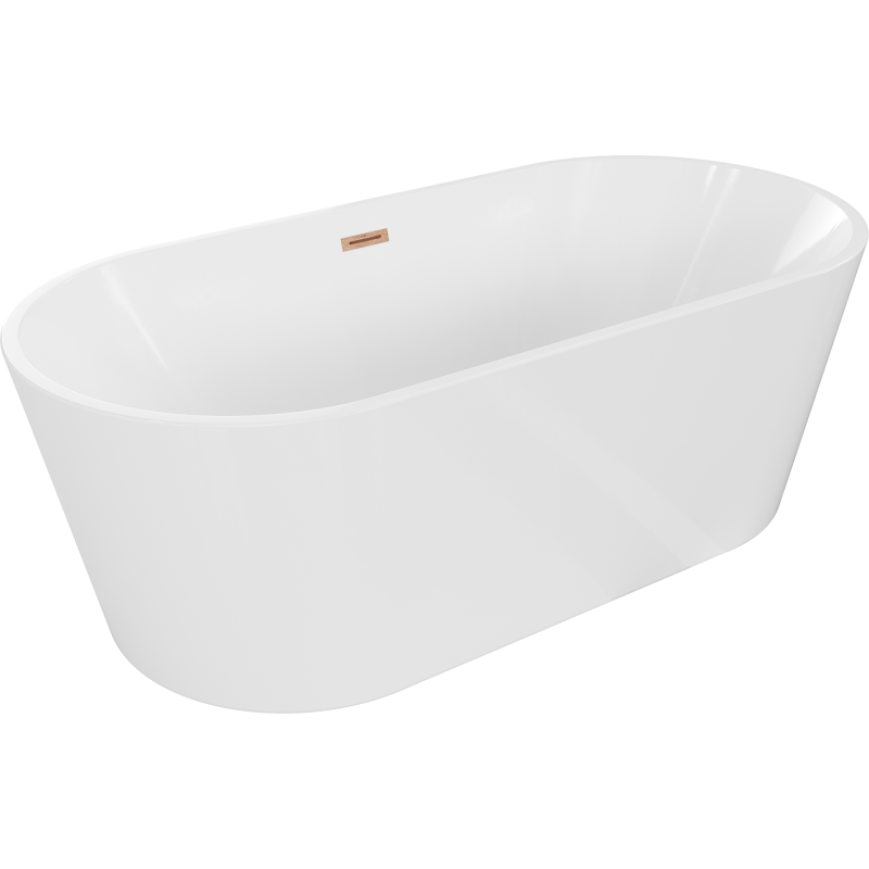 Mexen Luna cadă freestanding 160 x 75 cm, alb, suprafață din cupru periat - 52031607500-65