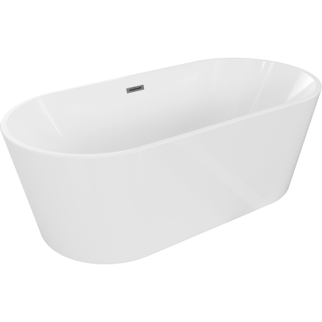 Mexen Luna cadă de baie freestanding 150 x 75 cm, albă, preaplin gri metalic periat - 52031507500-66