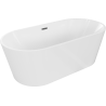 Mexen Luna cadă de baie freestanding 150 x 75 cm, albă, preaplin gri metalic periat - 52031507500-66