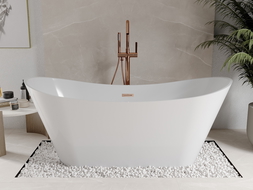 Mexen Celia cadă freestanding 170 x 75 cm, alb, scurgere cu cupru periat - 52331707500-65