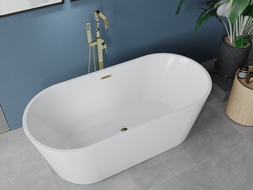 Mexen Luna cada liberă 180 x 80 cm, alb, overflow auriu - 52031808000-50
