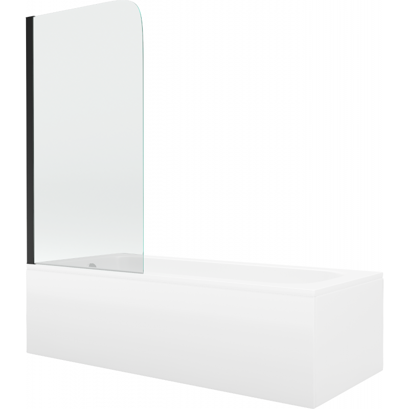 Mexen Vega téglalap alakú kád 180 x 80 cm burkolattal és 1-szárnyú paravánnal 70 cm, átlátszó, fekete