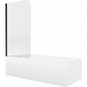 Mexen Vega téglalap alakú kád 180 x 80 cm burkolattal és 1-szárnyú paravánnal 70 cm, átlátszó, fekete