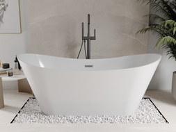 Mexen Celia cadă freestanding 170 x 75 cm, albă, cu preaplin gri închis periat - 52331707500-66