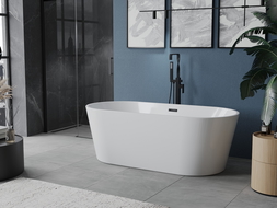 Mexen Luna cadă freestanding 180 x 80 cm, alb, preaplin negru - 52031808000-70