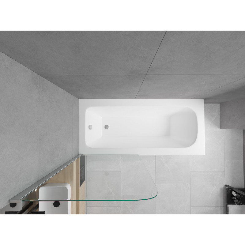 Mexen Vega téglalap alakú kád 180 x 80 cm burkolattal és 1-szárnyú paravánnal 75 cm, átlátszó, króm