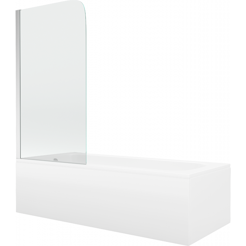 Mexen Vega cadă dreptunghiulară 180 x 80 cm cu panouri si paravan cu 1 aripă 75 cm, transparent, Crom - 550118080X9007510100